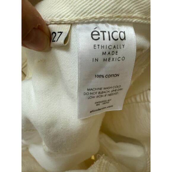Ética Women’s High Rise Wide Leg Jeans Ivory Cream‎ Parchment Sz 27 - Picture 6 of 7